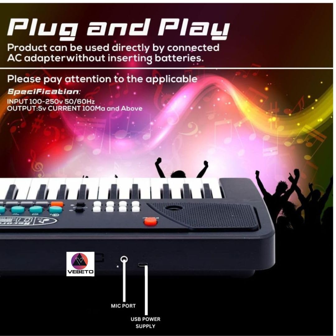 VEBETO Kids Piano with Mic 