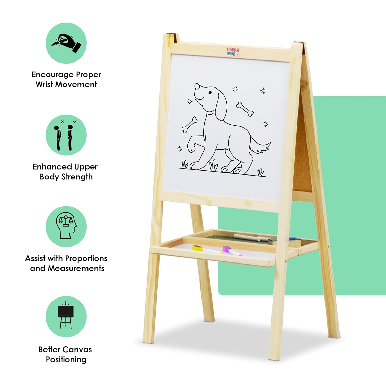 2 in 1 Wooden White Dry Erase Easel Board