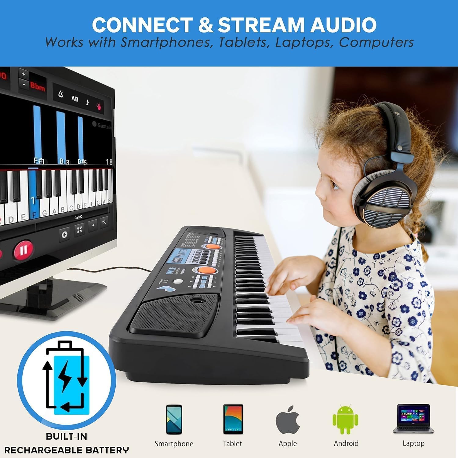 VEBETO Kids Piano with Mic 
