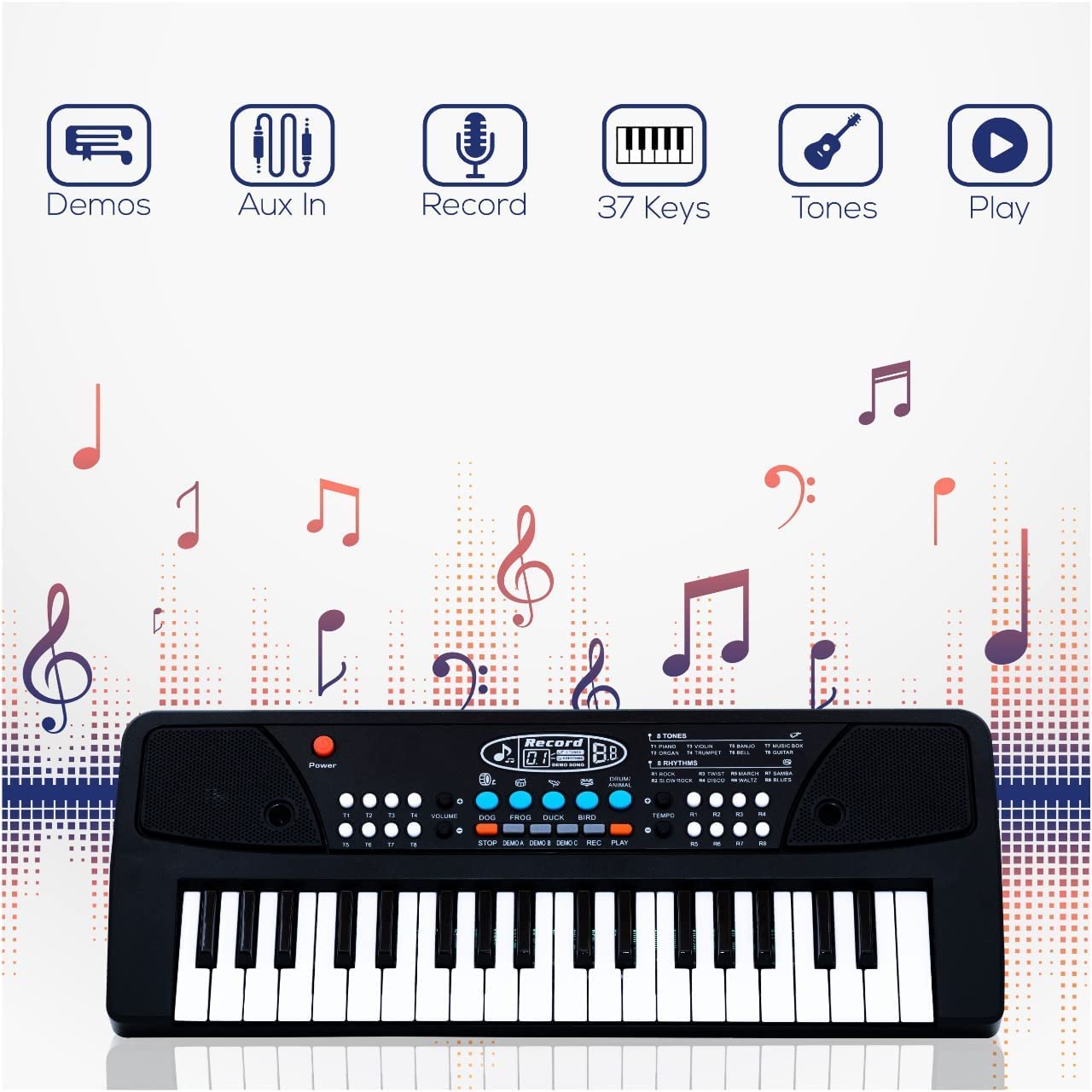 VEBETO Kids Piano with Mic 