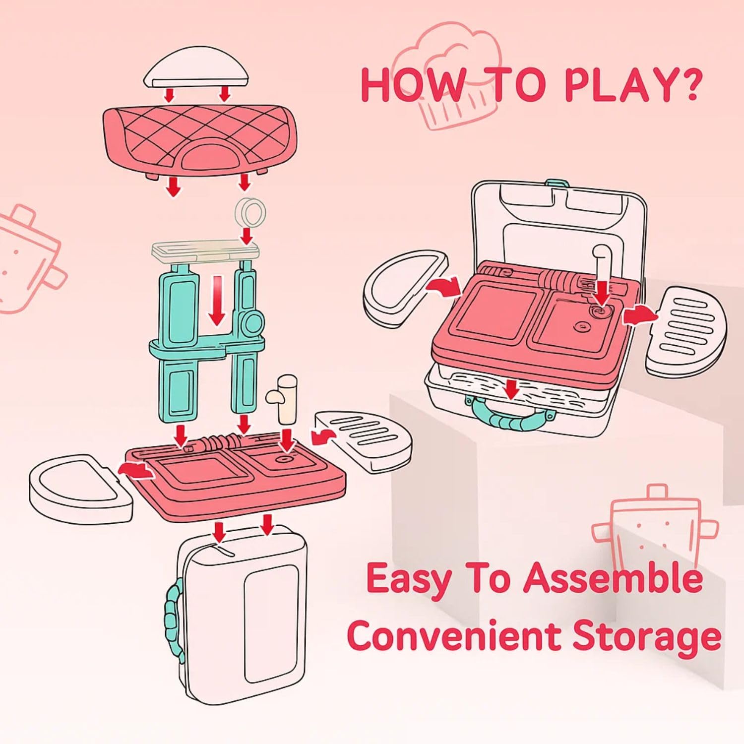 3 in 1 Kitchen Suitcase for Kids