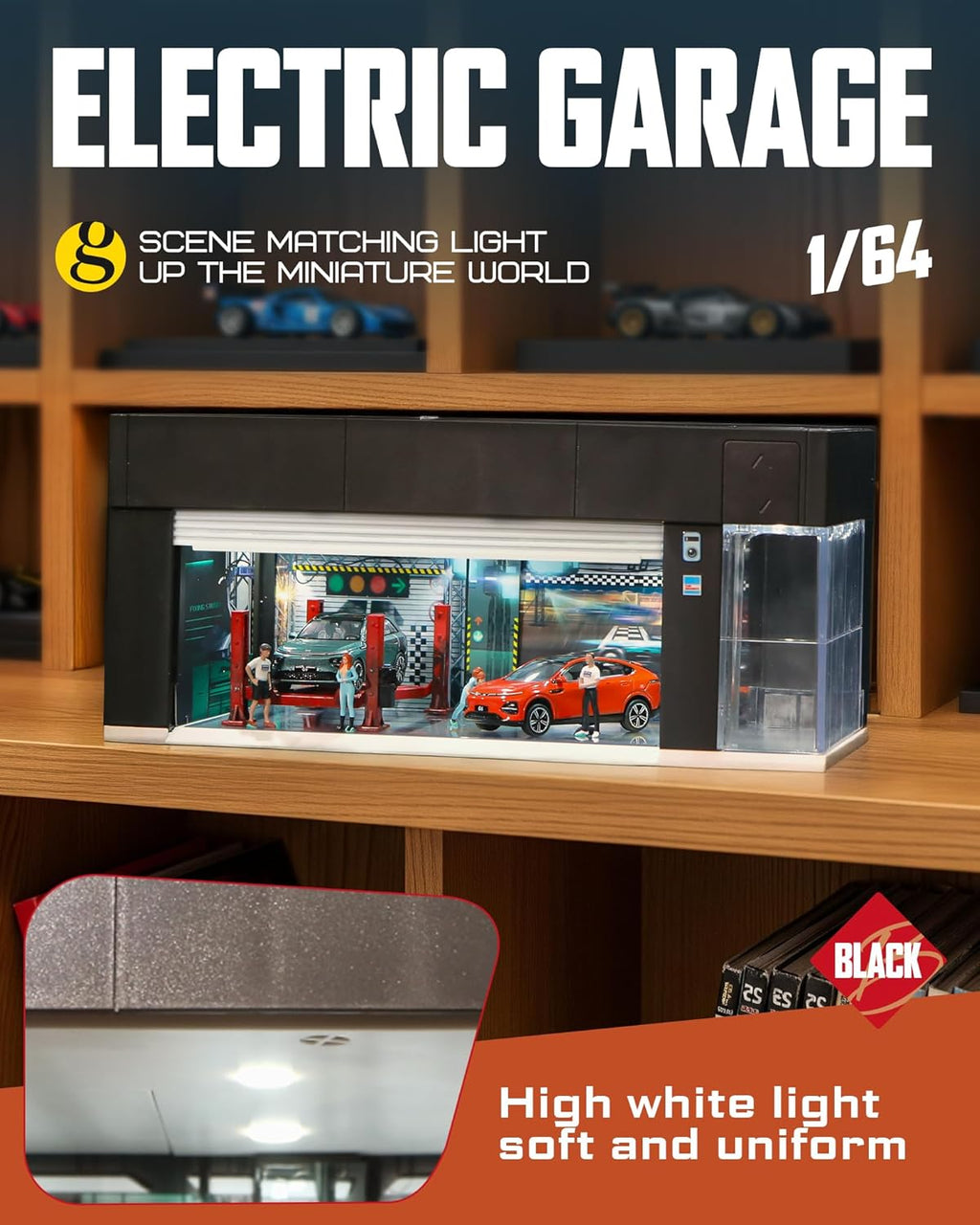 1/64 Scale Diecast Display Case for Hot Wheel Storage with voice control