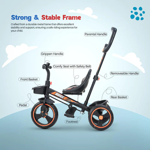 Baby Trycycle Blaze 2in 1 Convertable Orange
