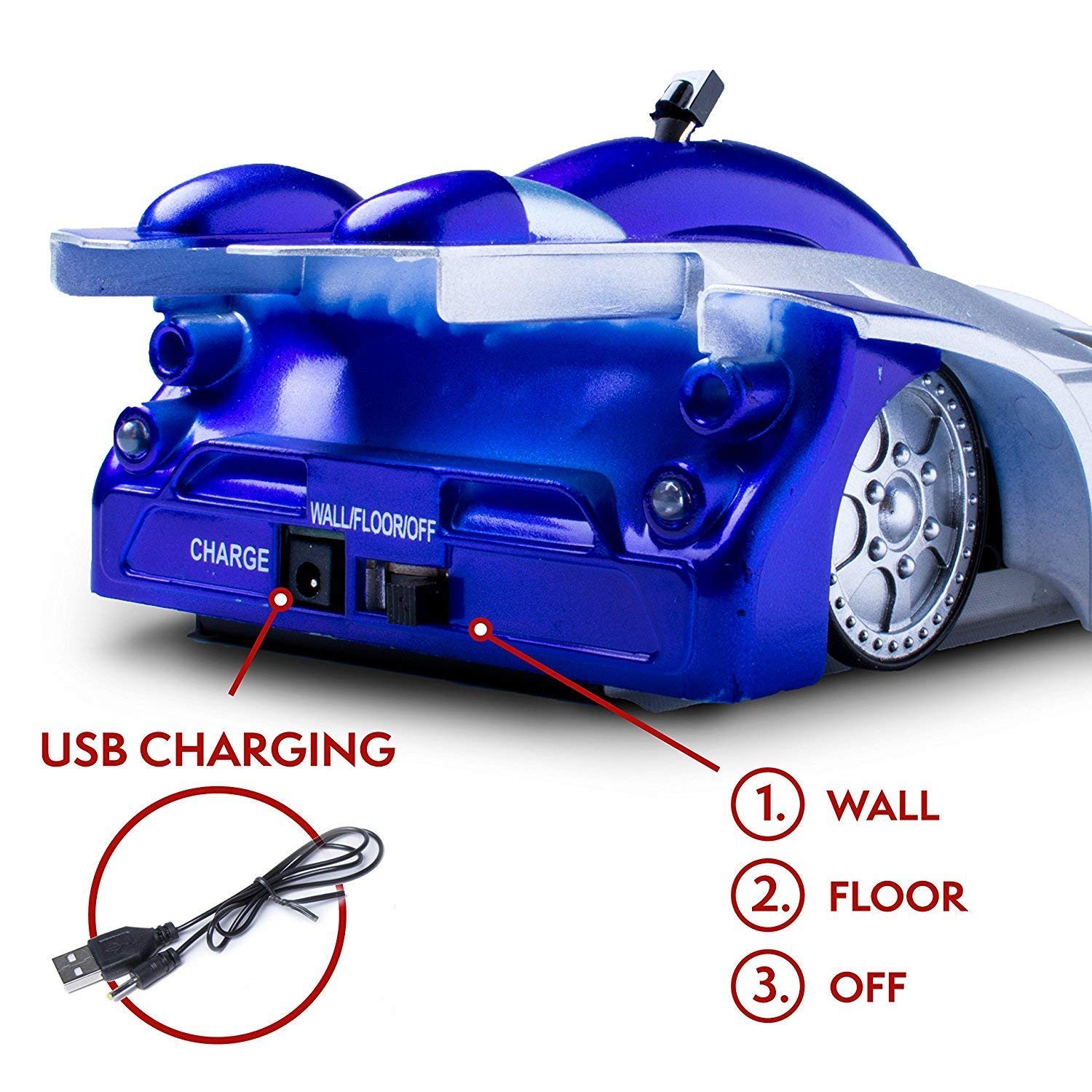 Wall Climbing Rechargeable RC Car- Blue