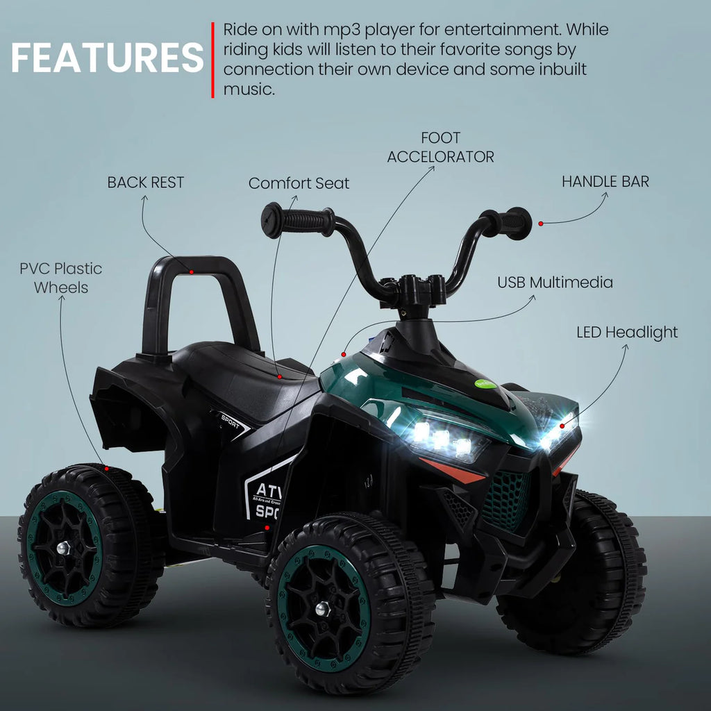 Monster ATV Rechargeable Battery Operated Electric Kids Bike  (SHINING / GREEN)