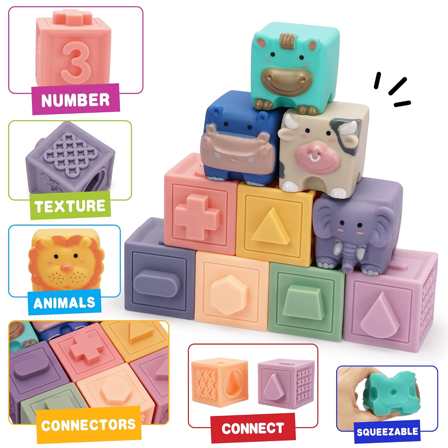 12PCS Soft Stacking Building Blocks