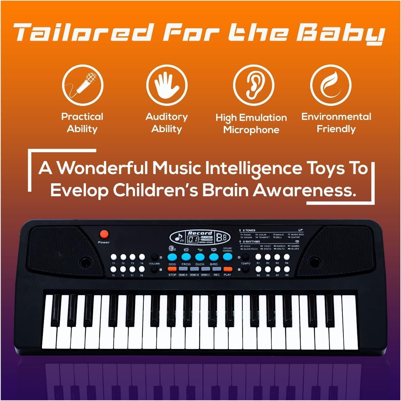 VEBETO Kids Piano with Mic 