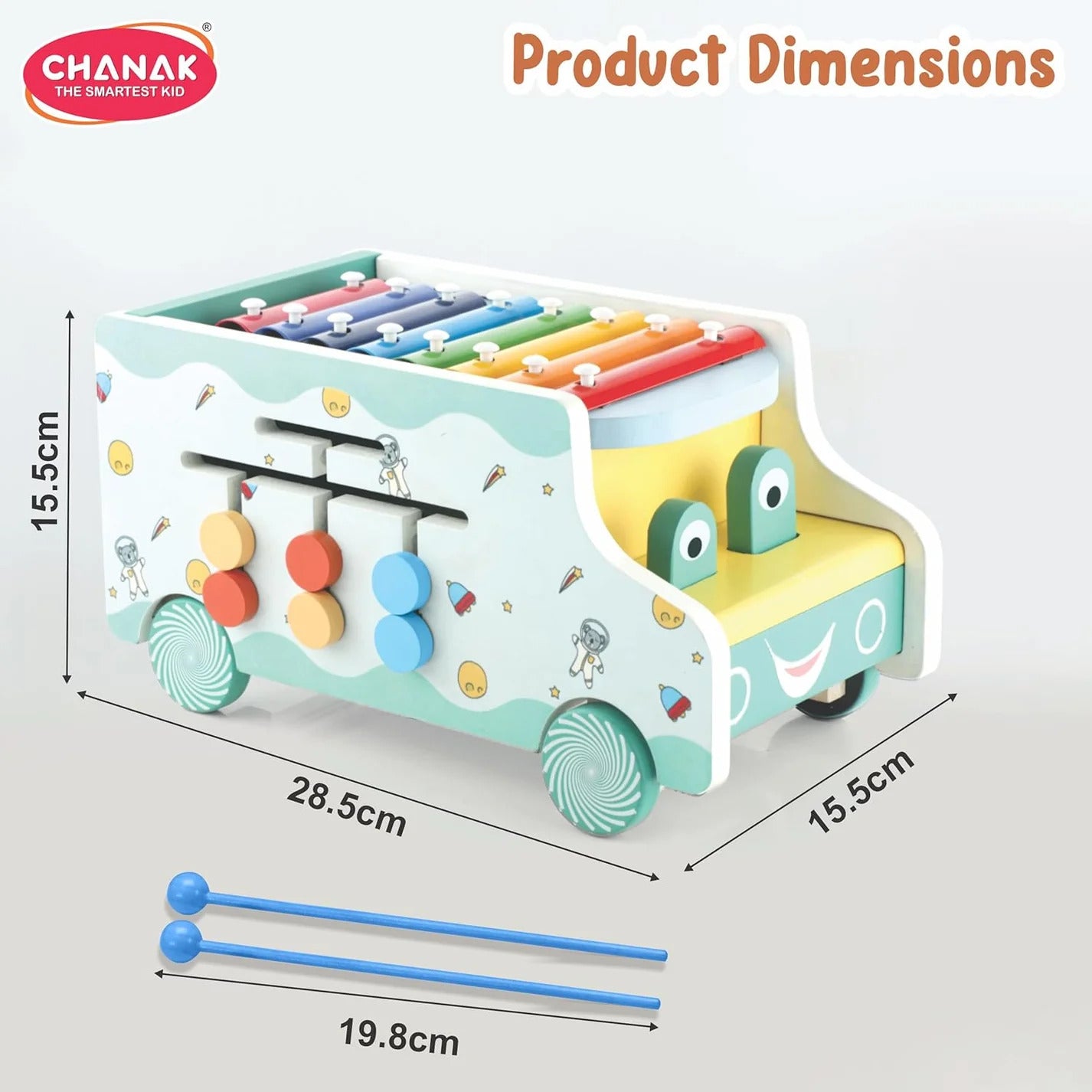 Wooden Activity Bus 6-in-1 Montessori Toys