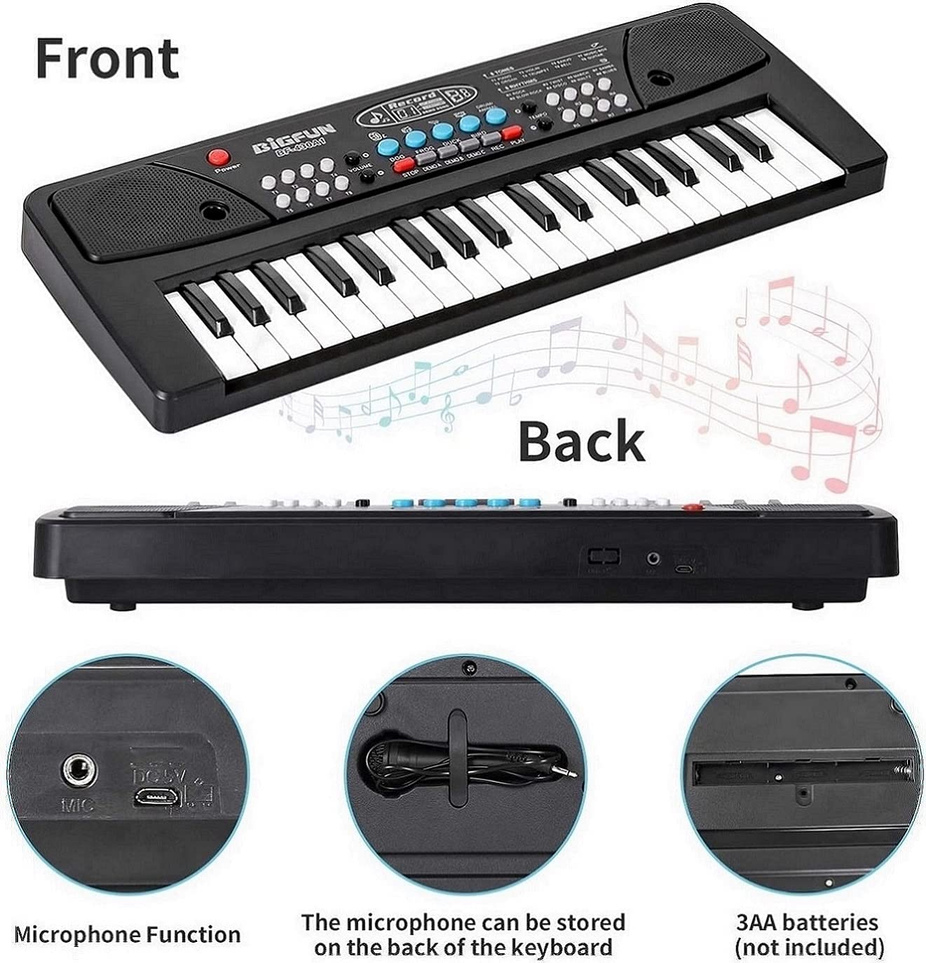 VEBETO Kids Piano with Mic 