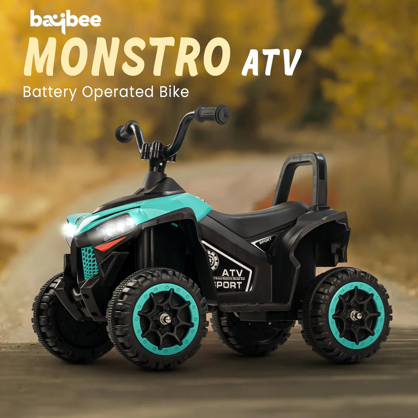 Monster ATV Rechargeable Battery Operated Electric Kids Bike  (ASH / GREEN)