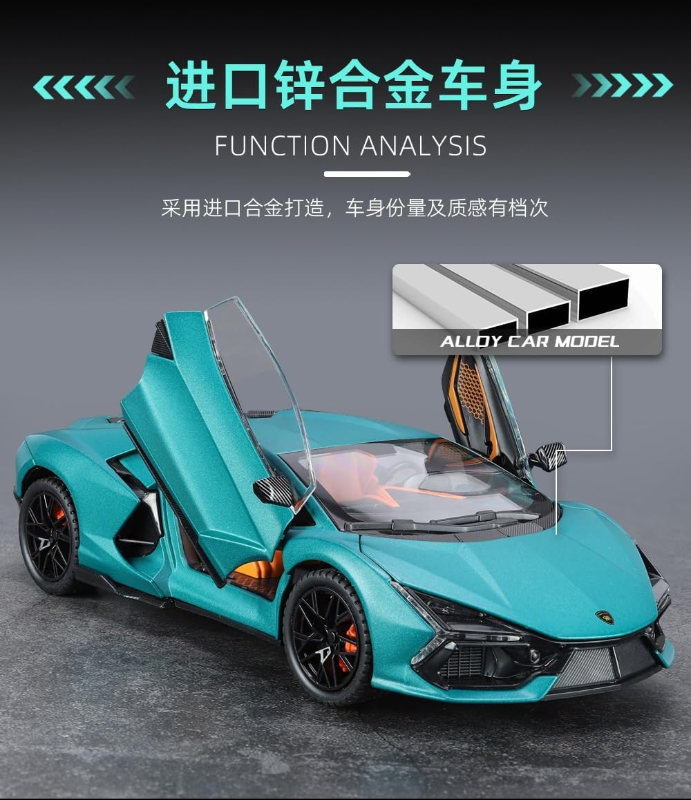 Lamborghini Revuelto Alloy Model Sound & Light Pull Back Toy (Green)