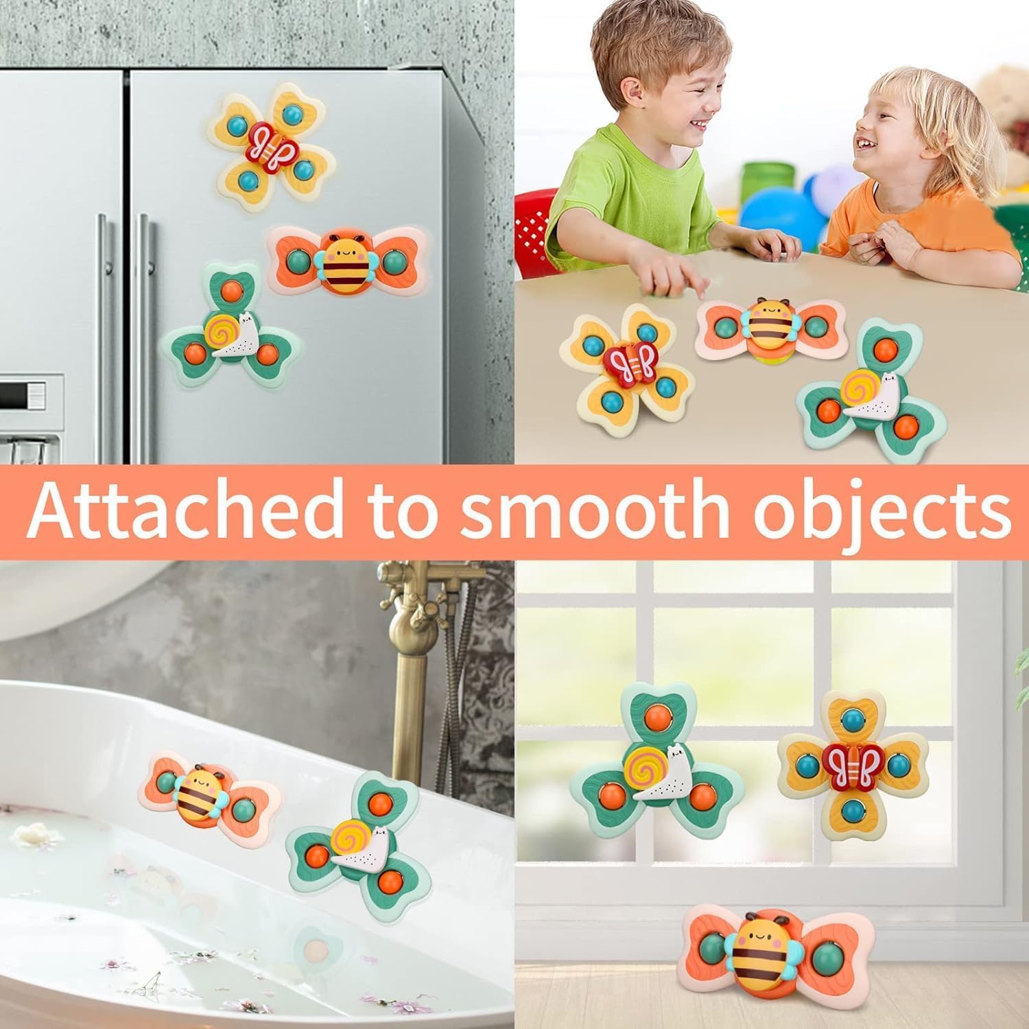 Stick & Spin Set of 3 Suction Cup Colorful bath toy