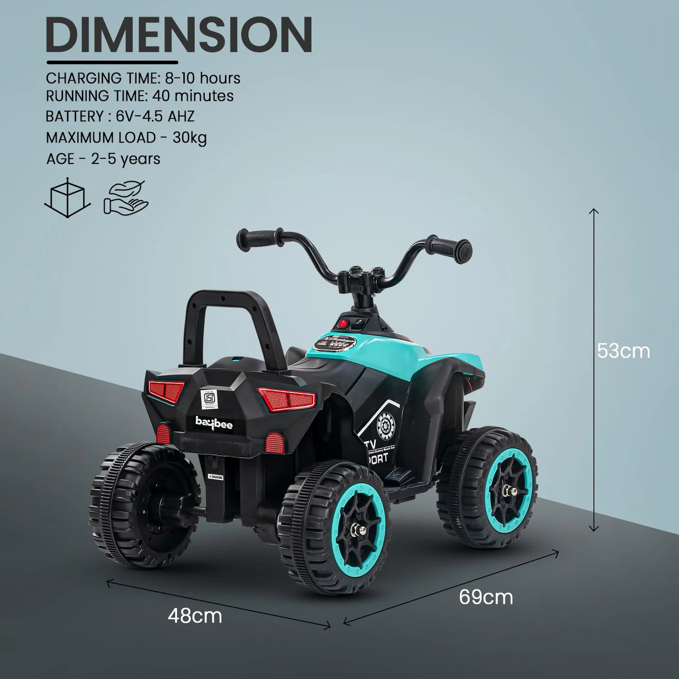 Monster ATV Rechargeable Battery Operated Electric Kids Bike  (ASH / GREEN)