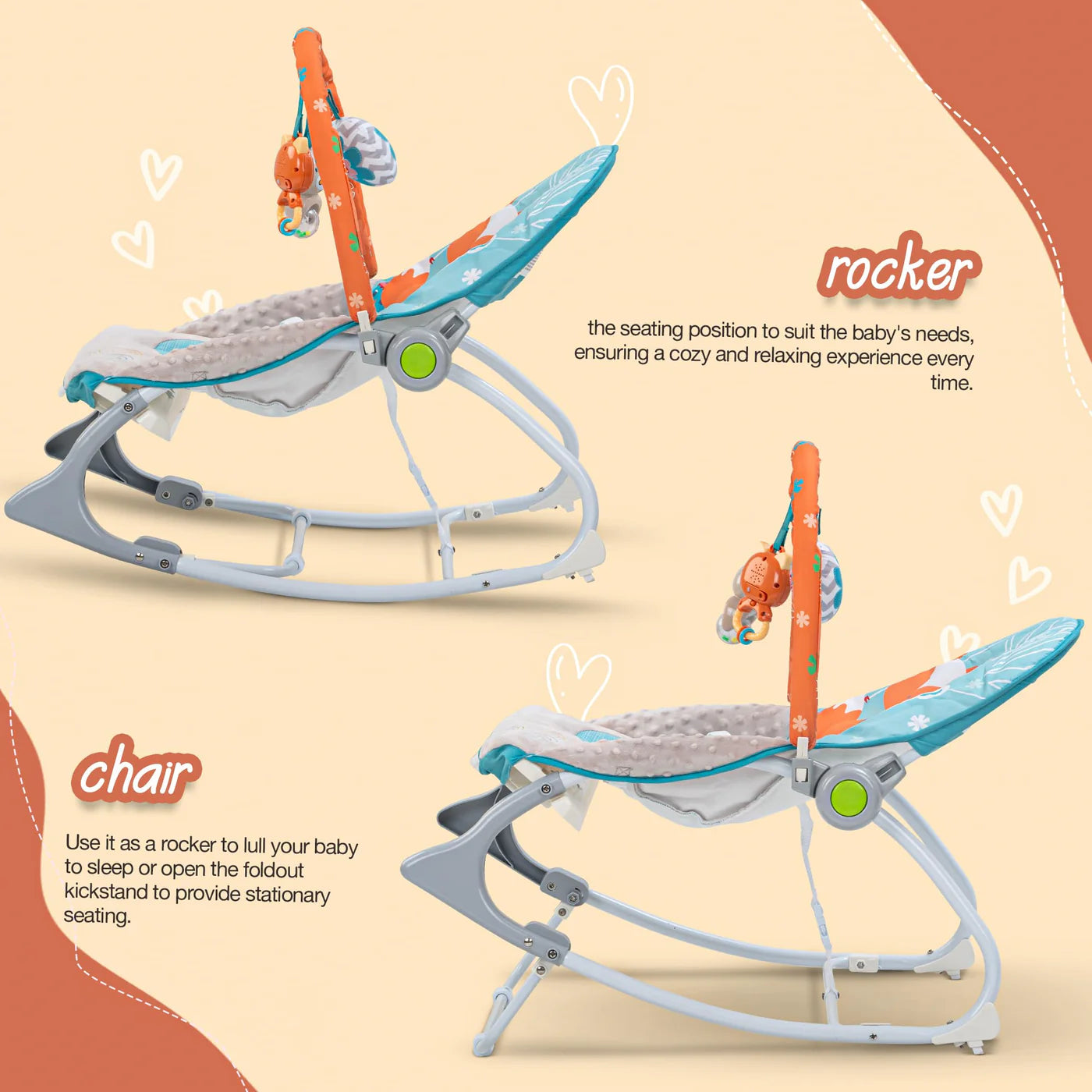 Bella Baby Rocker and Chair ( CREAM)