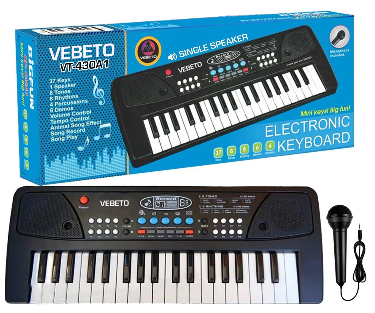 VEBETO Kids Piano with Mic 