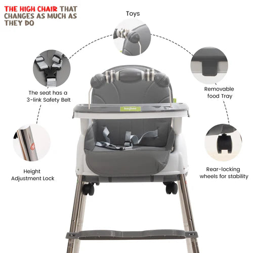 Baby High Chair Nora 4 in 1 Gray