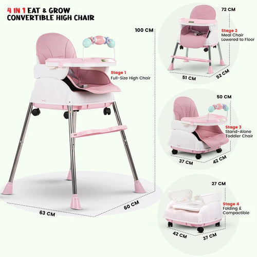 Baby High Chair Nora 4 in 1 pink
