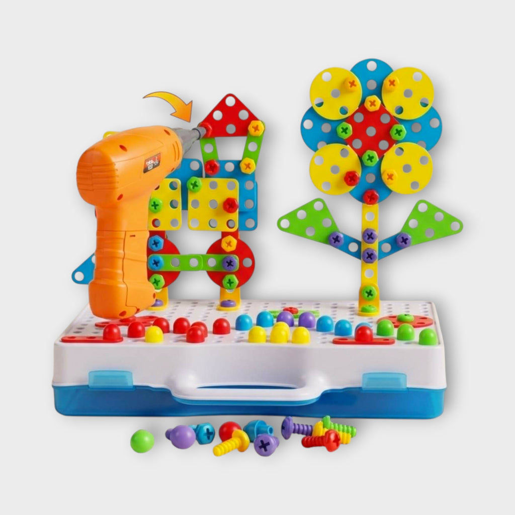 Kids Educational Electric Drill Building Tool Set with 234 Piece DIY Construction Blocks Screwdriver Play Kit for Creative Learning Hands On Activities and Skill Development