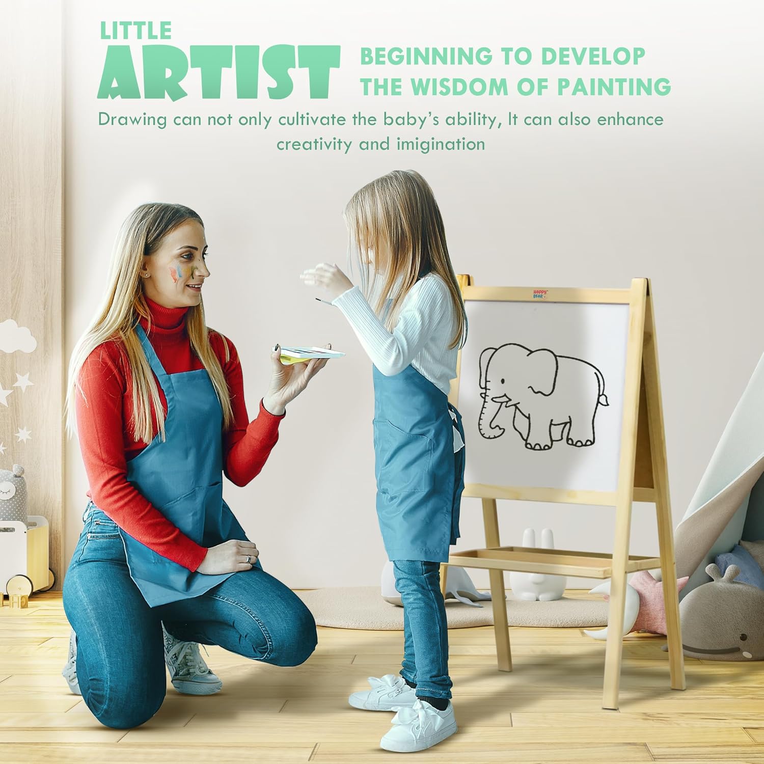 2 in 1 Wooden White Dry Erase Easel Board