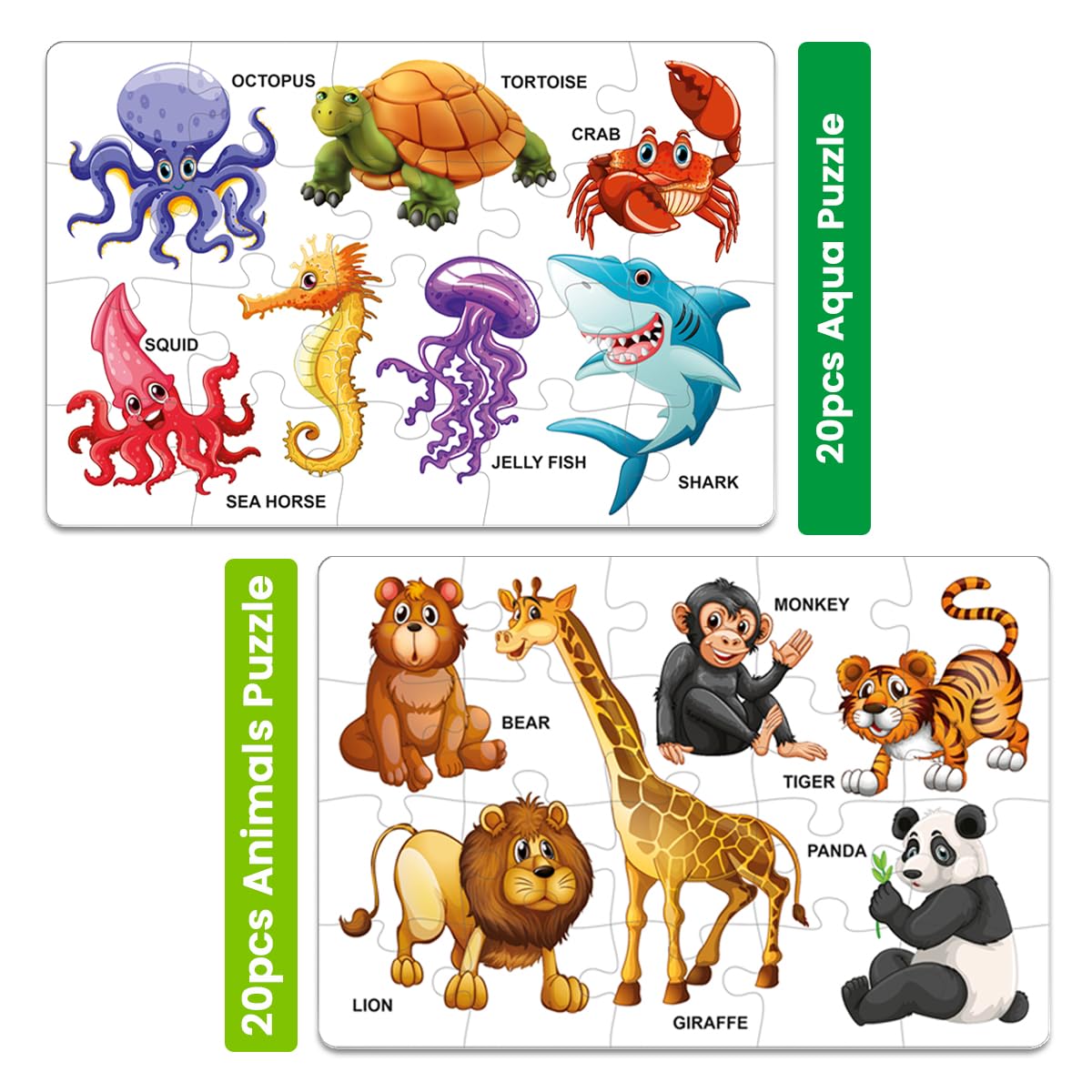 Jigsaw Puzzle Library for Kids | Set of 8 Edu Subjects | 160 Pcs Puzzle