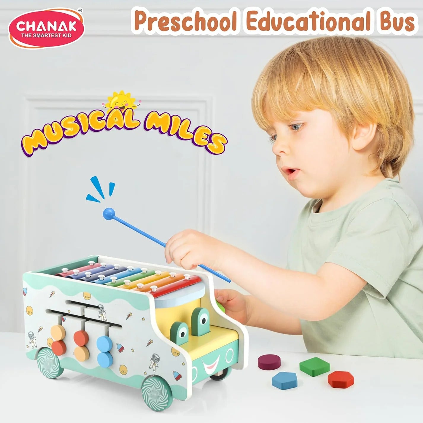Wooden Activity Bus 6-in-1 Montessori Toys