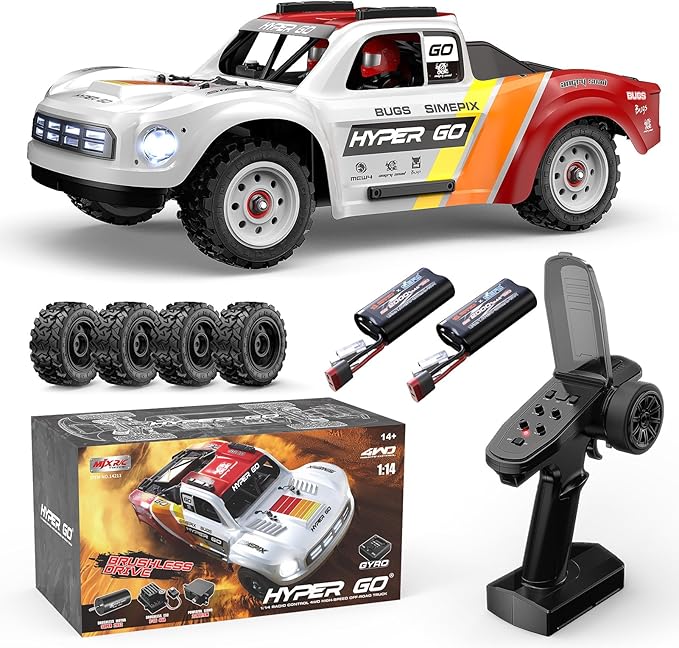 MJX Hyper GO 14211 1/14 Brushless 4X4 RC Desert Trucks with Gyro, RTR All Terrain Short Course Truck, Max 45mph Fast RC Cars for Adults, Electric Powered 2 of 2000 mAh RC Car for Adult