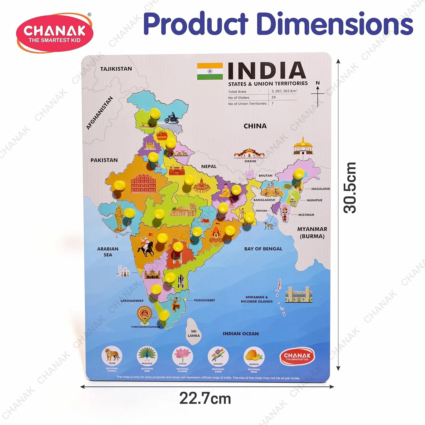 Wooden Political India Map Puzzle
