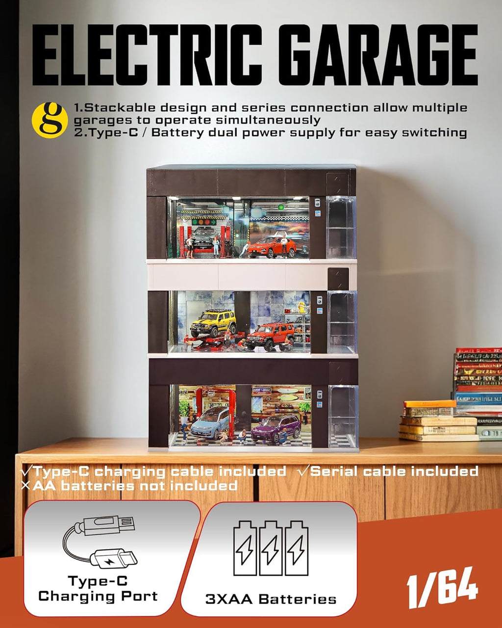 1/64 Scale Diecast Display Case for Hot Wheel Storage with voice control