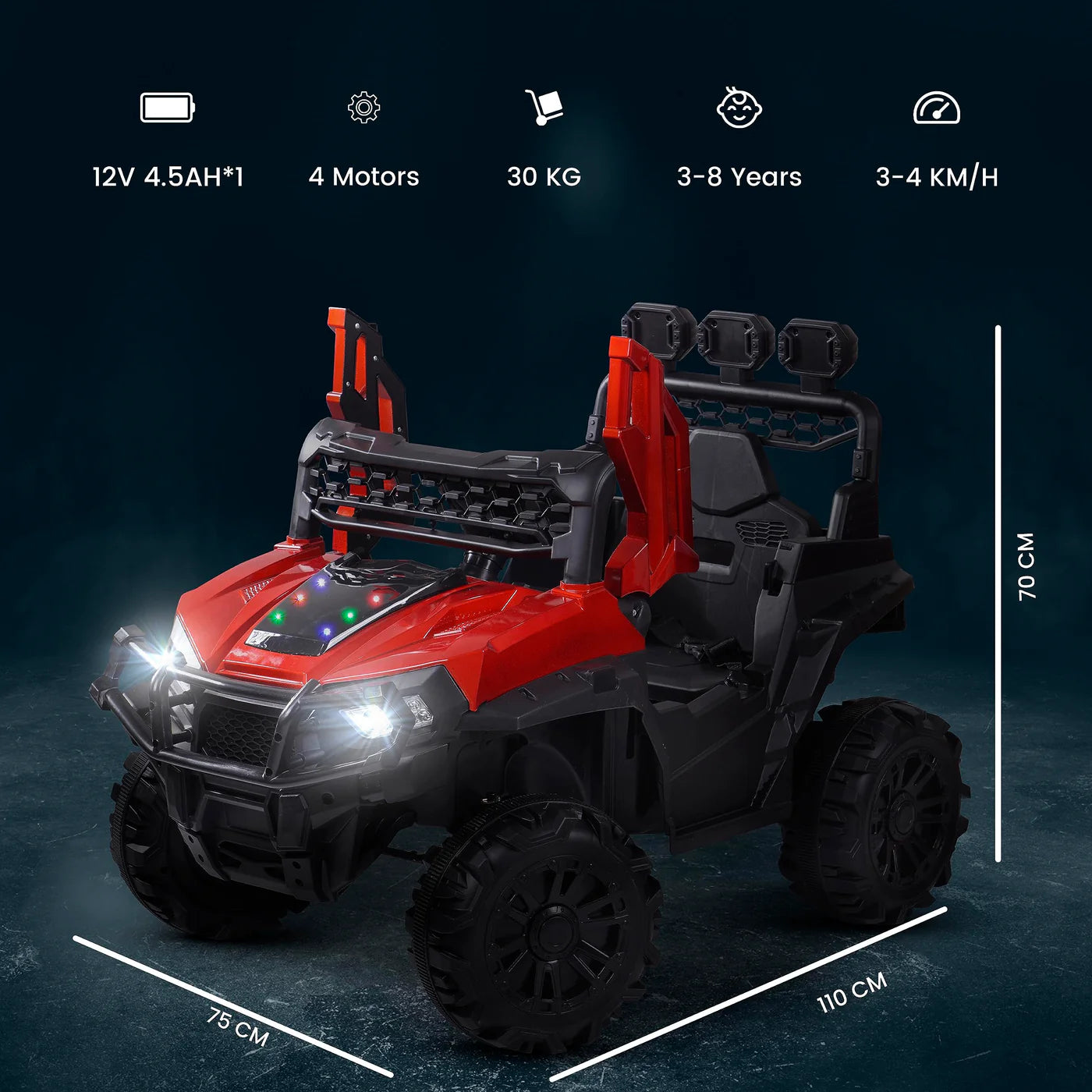 Battery Operated Jeep for Kids (Painted) (RED)