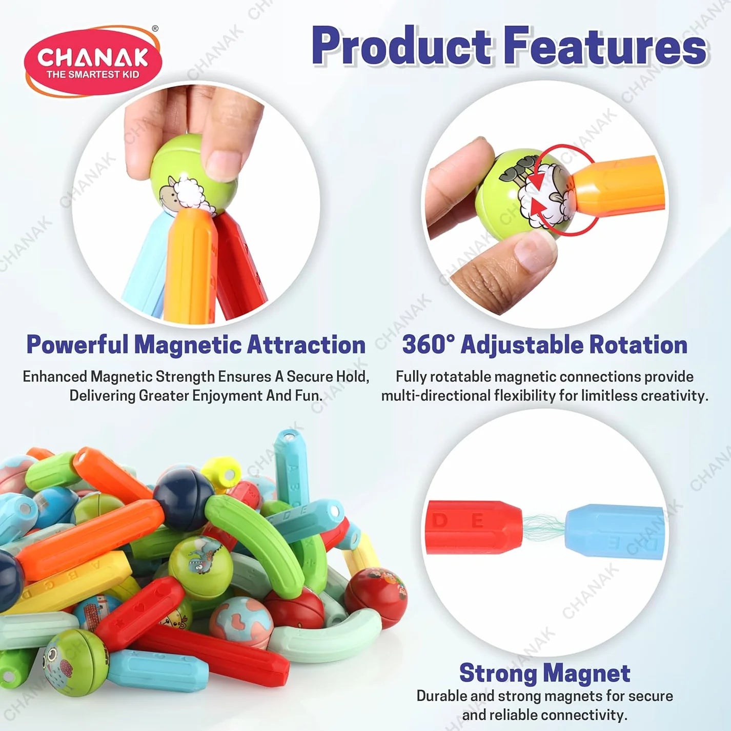 64 Pcs Colorful Magnetic Sticks