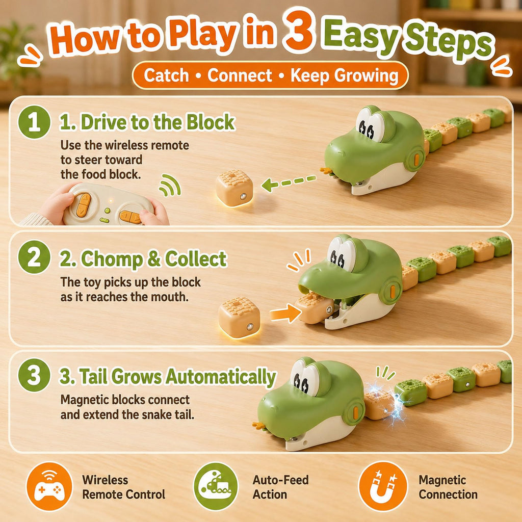 Magnetic Snake Game Toy Eating Itself with Sound & Light for Family Game