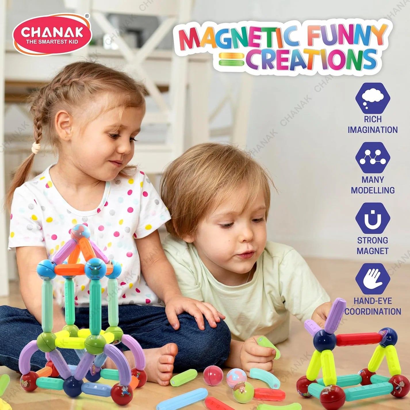 64 Pcs Colorful Magnetic Sticks