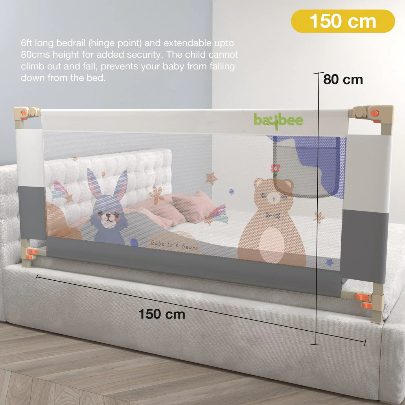 Baby Bed Rail Guard for Baby Safety -150 x 80 cm