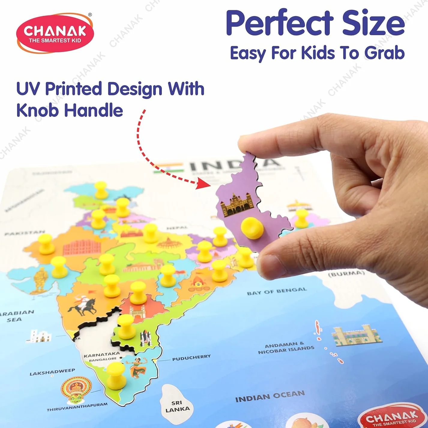 Wooden Political India Map Puzzle