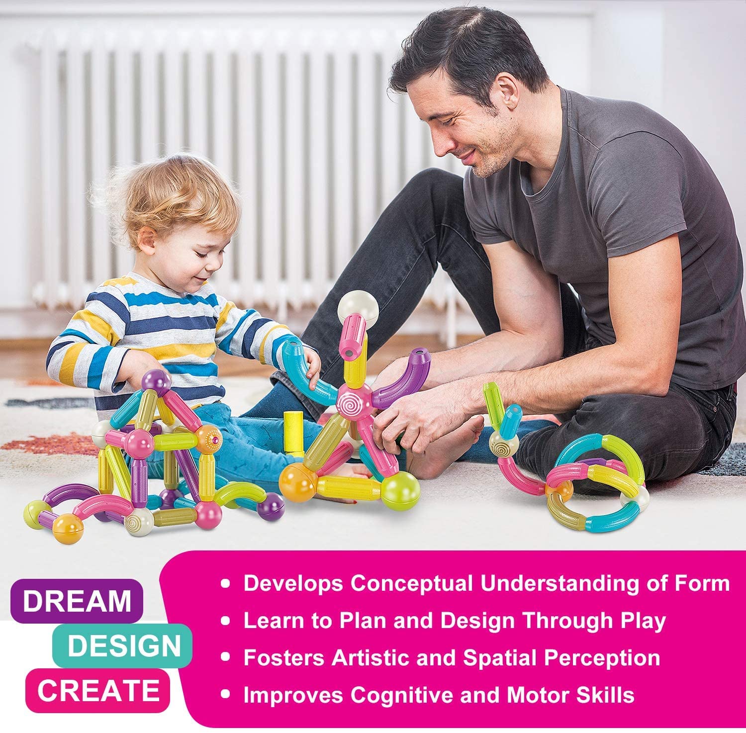 Magnetic Tiles Rolling Ball Building Blocks (100 Pcs)