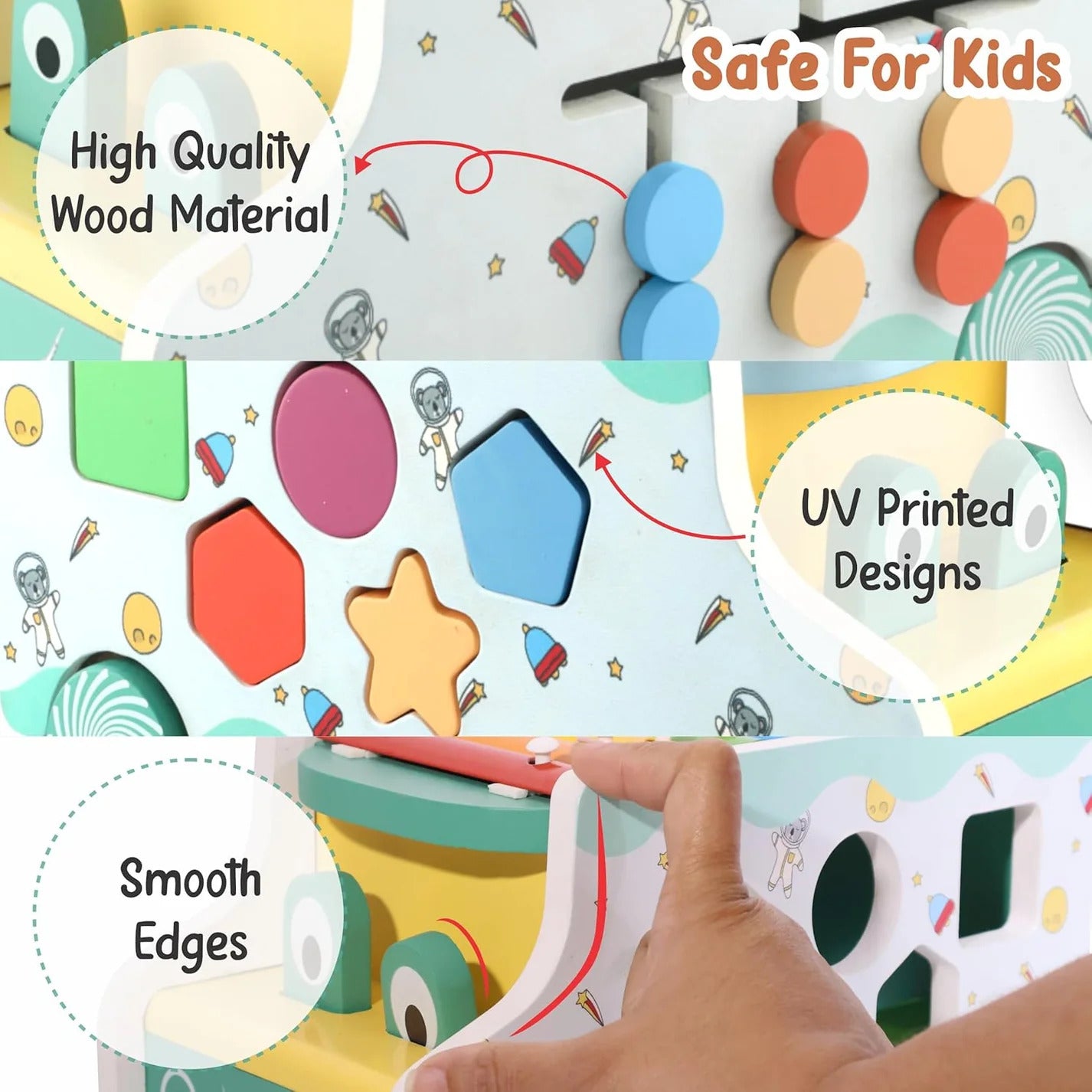 Wooden Activity Bus 6-in-1 Montessori Toys