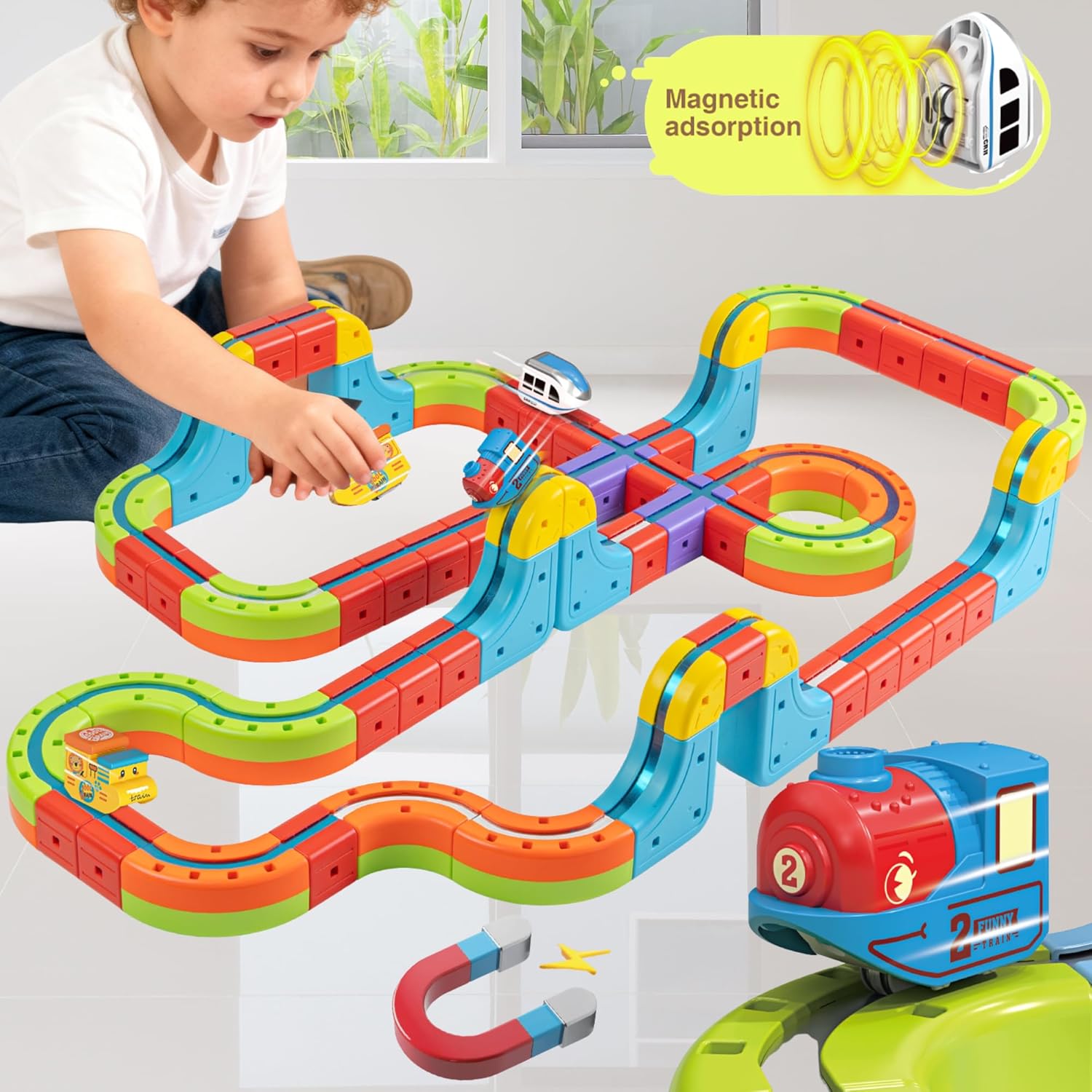 Magnetic Train Set for Kids – 66 Pcs