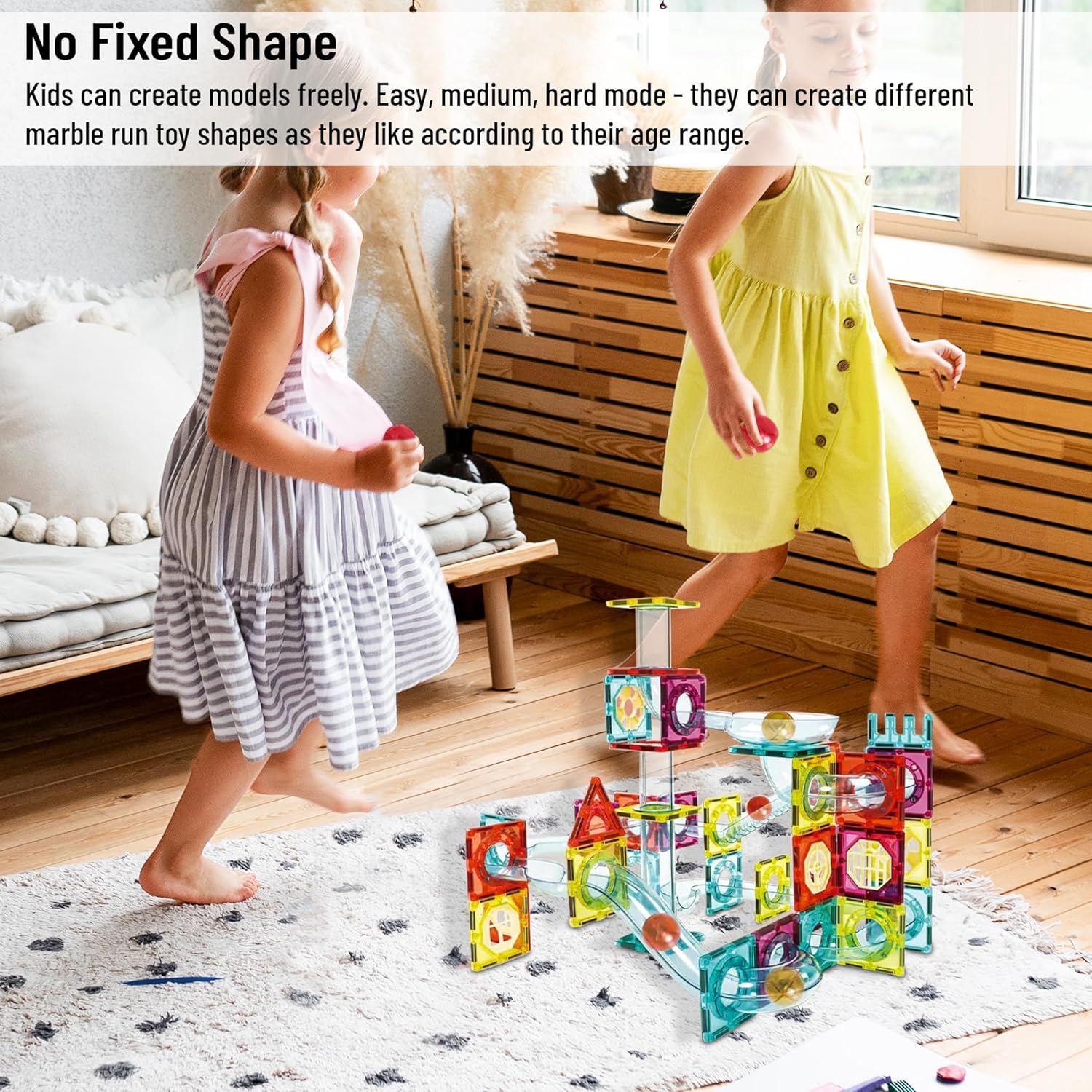 Magnetic Tiles Rolling Ball Building Blocks (100 Pcs)