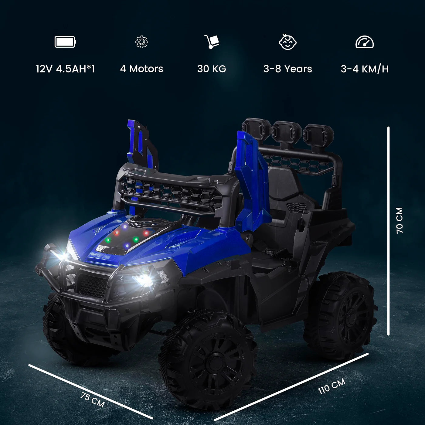 Battery Operated Jeep for Kids (Painted) (BLUE)
