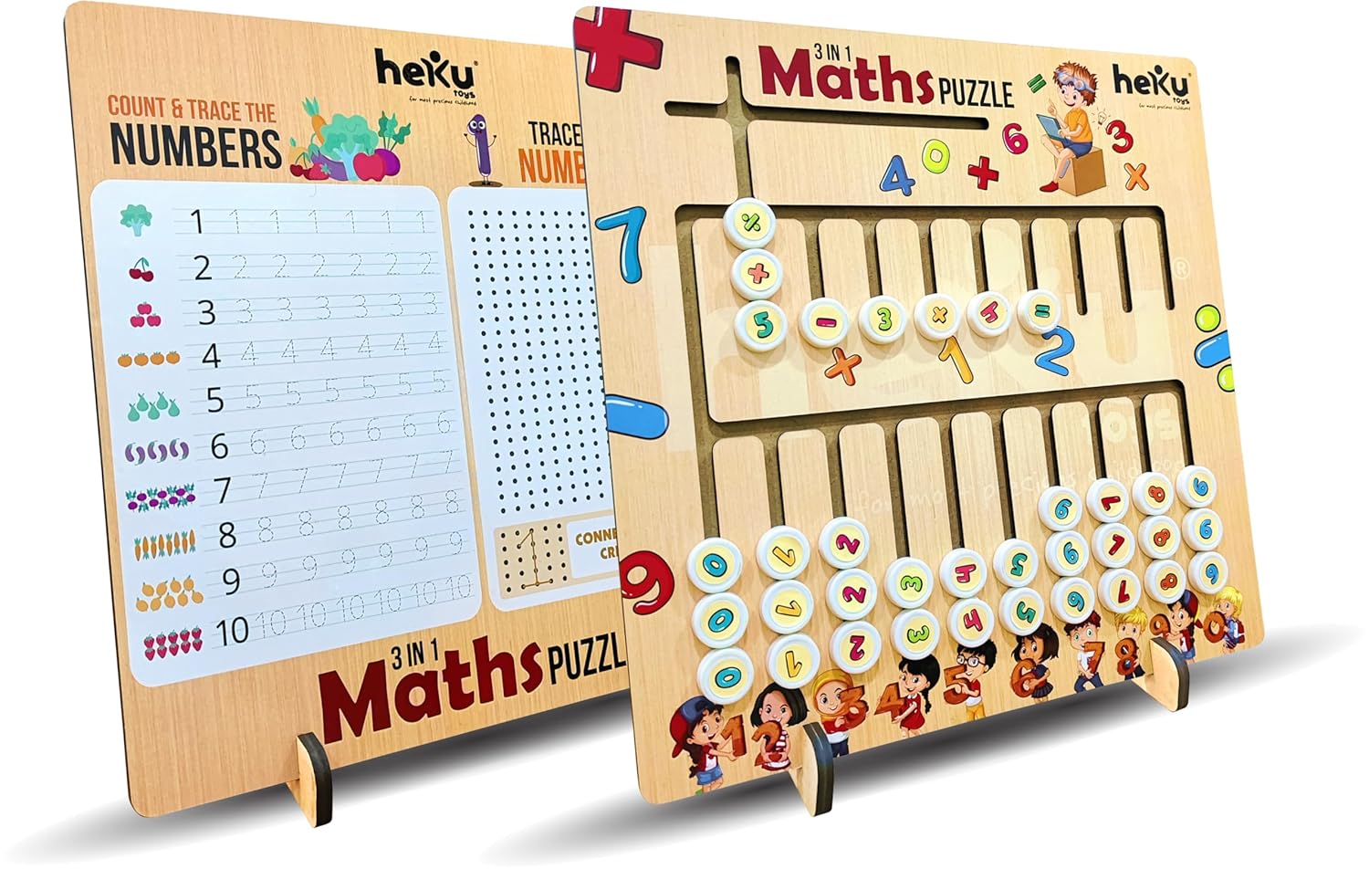Wooden 3 in 1 Maths Puzzle