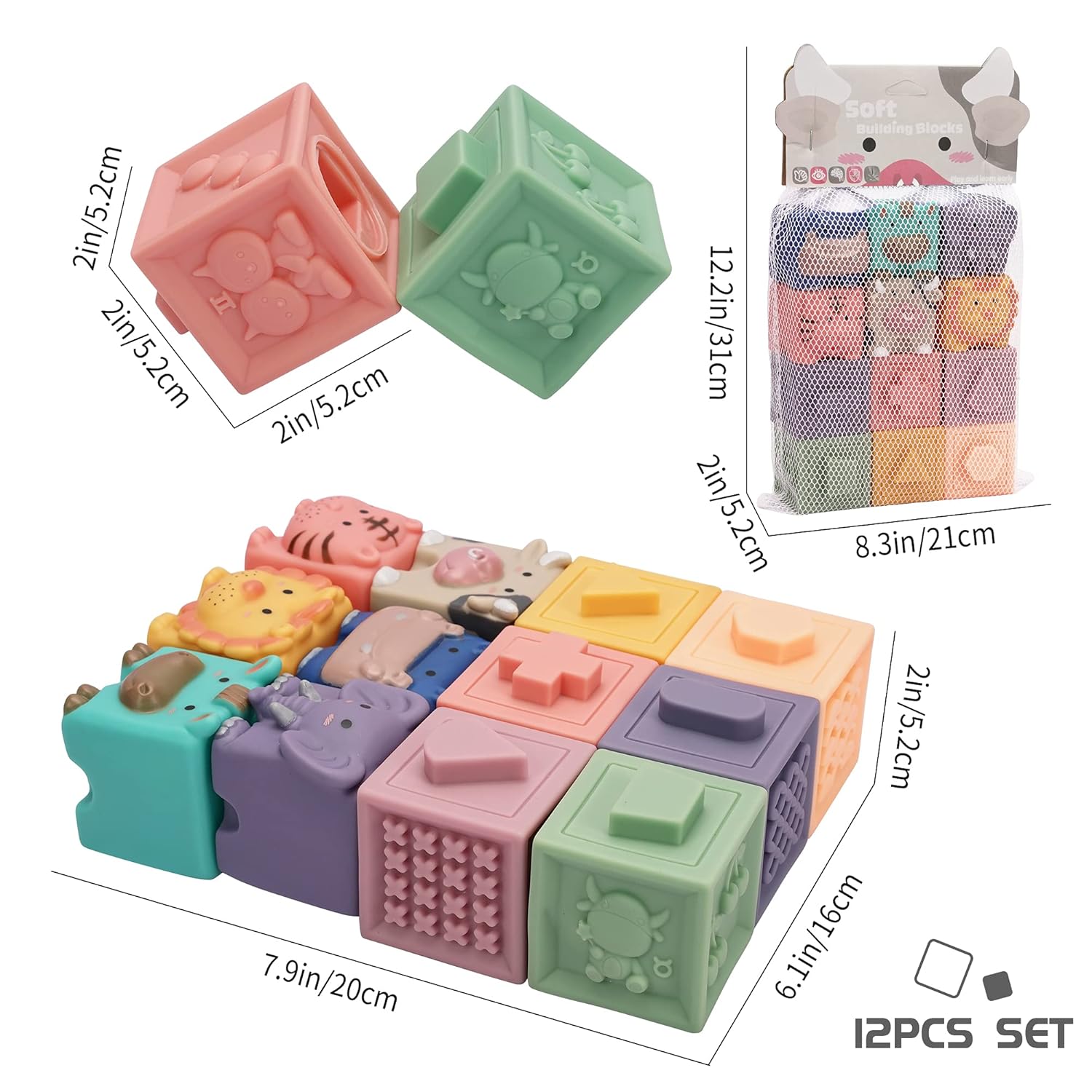 12PCS Soft Stacking Building Blocks