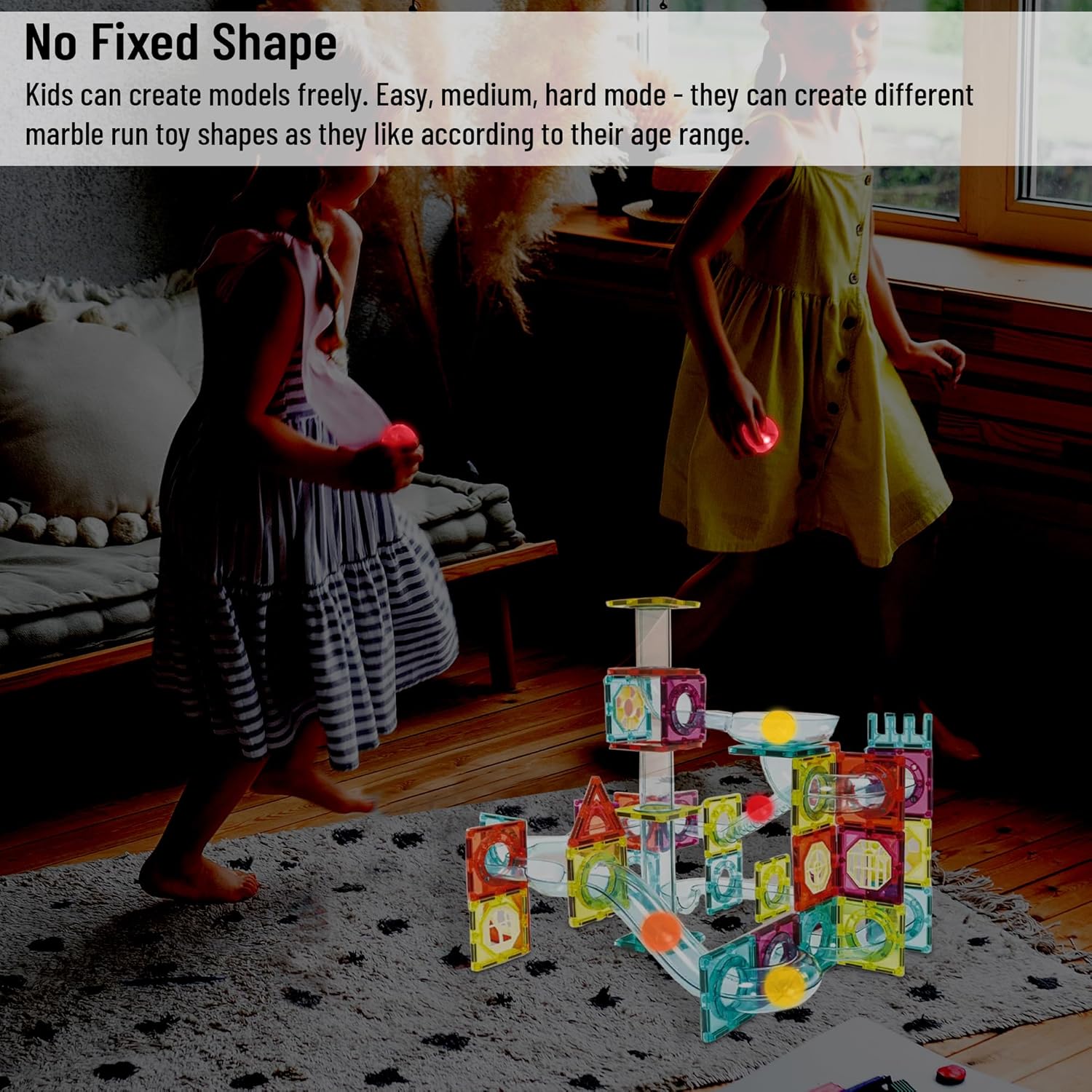 Magnetic Tiles Rolling Ball Building Blocks (100 Pcs)