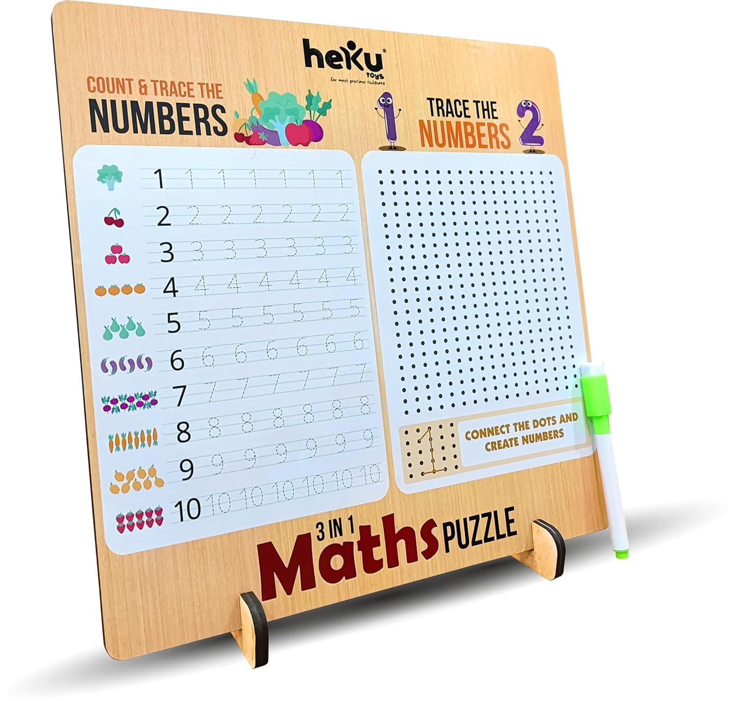 Wooden 3 in 1 Maths Puzzle