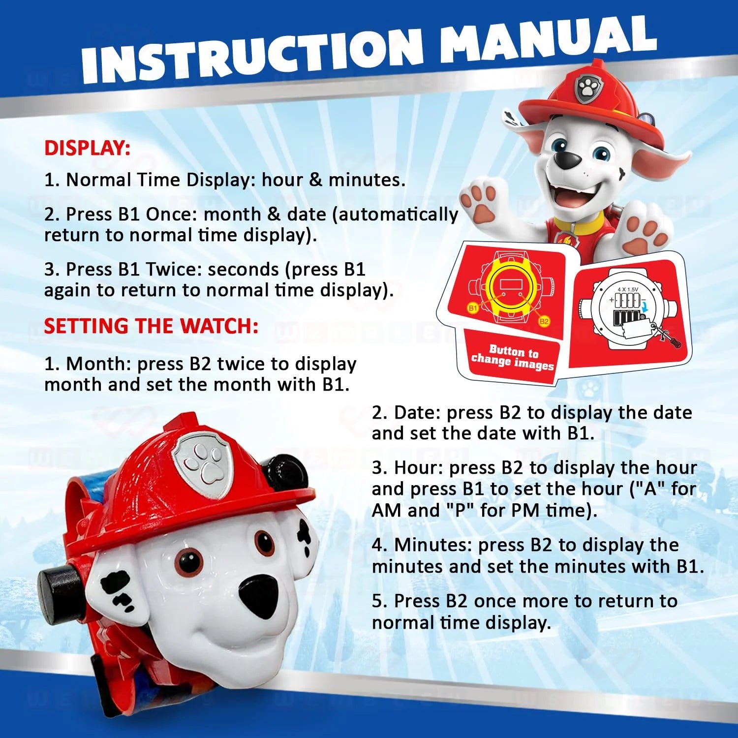 Paw Patrol Digital Projector Watch (Marshall)