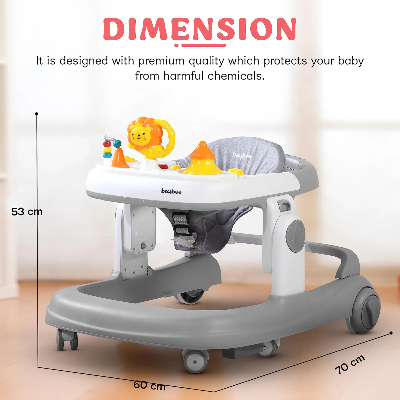 Astro Walker With 3 Adjustable Height and Musical Toy (GREY)