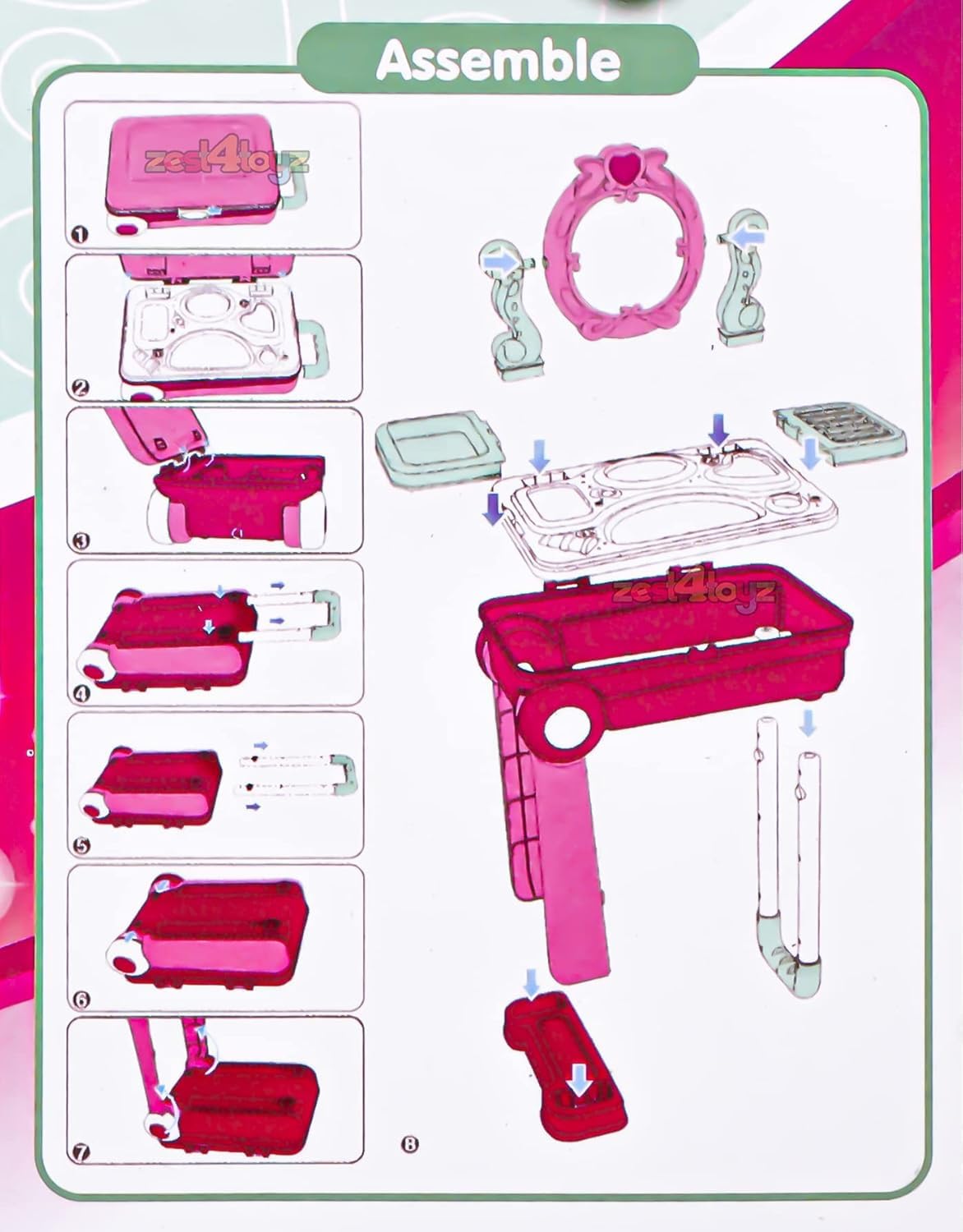 3 in 1 Beauty Makeup Plastic Pretend Play Set