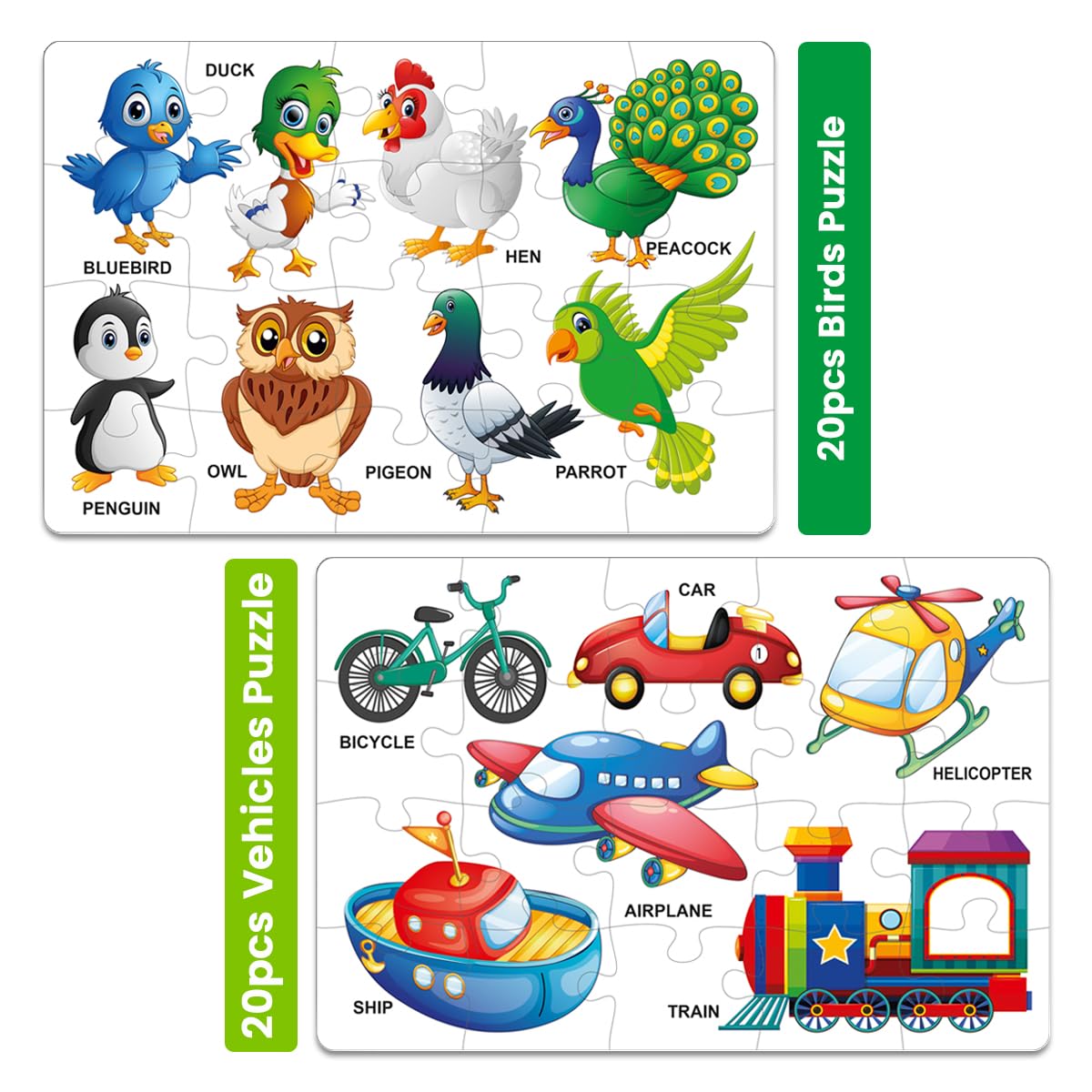 Jigsaw Puzzle Library for Kids | Set of 8 Edu Subjects | 160 Pcs Puzzle