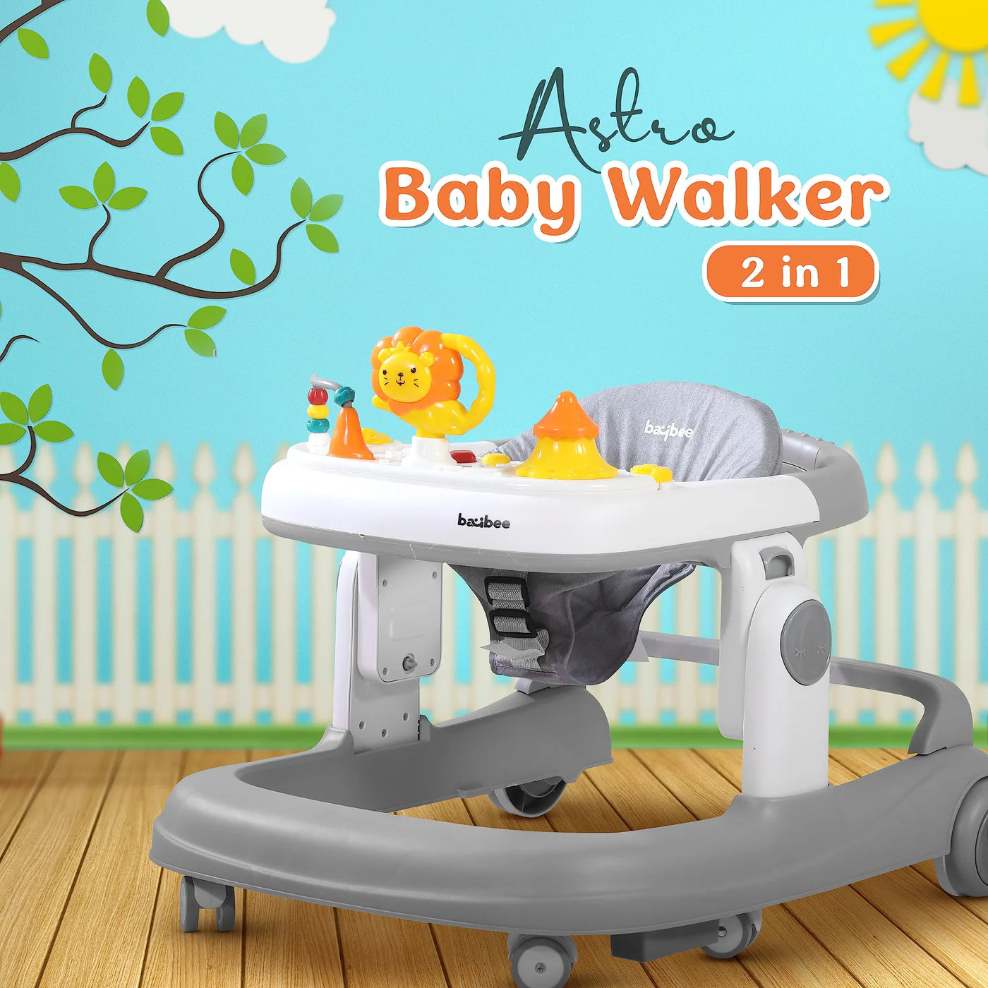 Astro Walker With 3 Adjustable Height and Musical Toy (GREY)