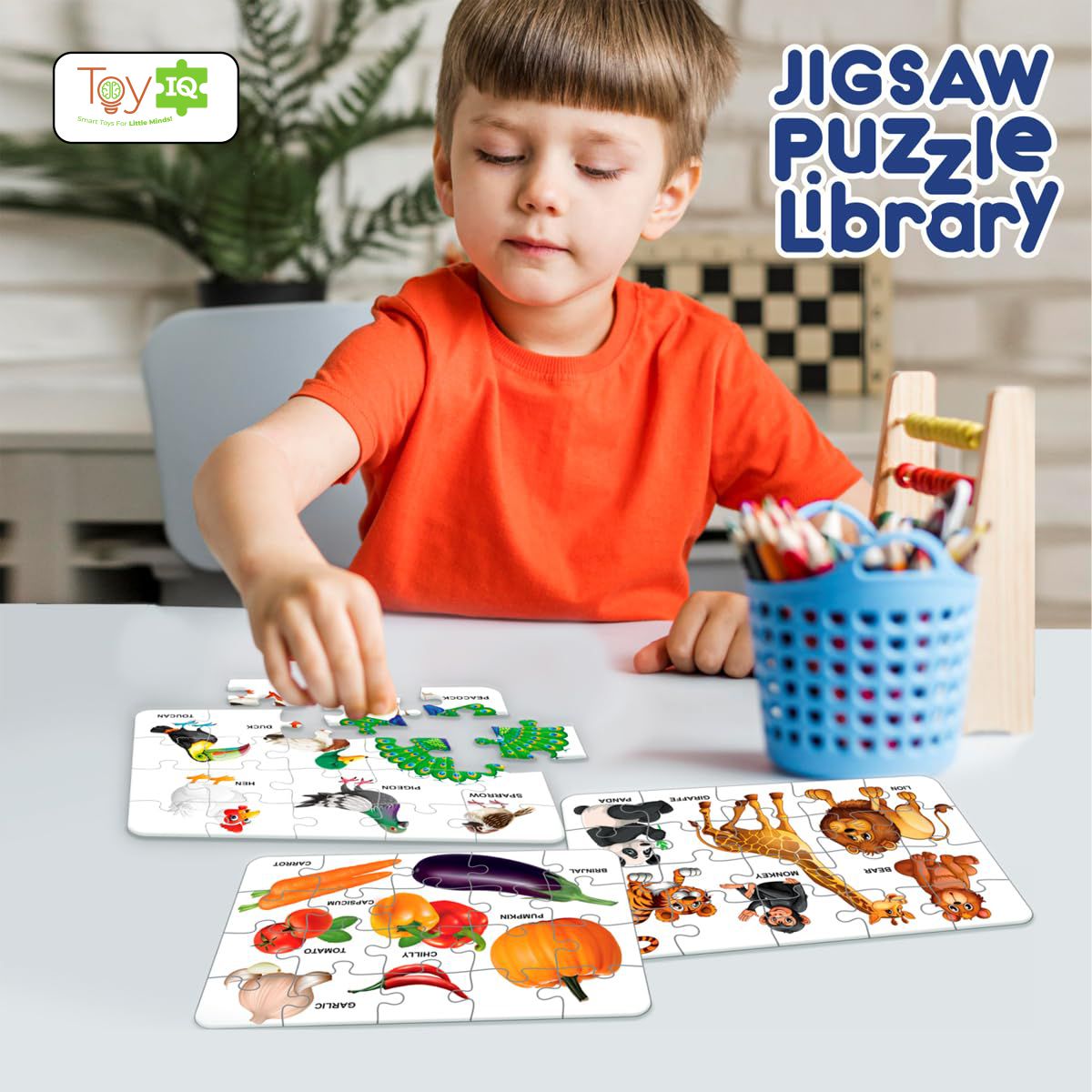 Jigsaw Puzzle Library for Kids | Set of 8 Edu Subjects | 160 Pcs Puzzle