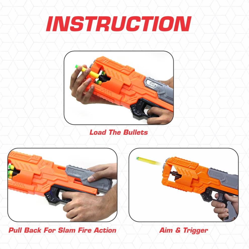 Chanak High Performance Six Fire Gun, Toy Blaster Gun with 6 Dart Rotating Drum